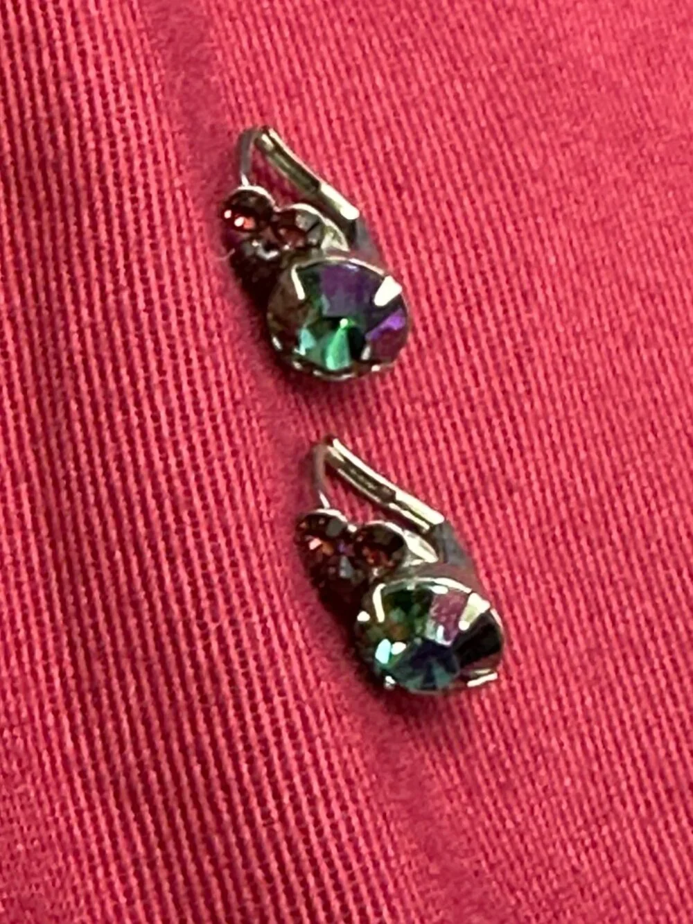 Sorrelli Earrings AB Crystal & Trio of Red Crystals